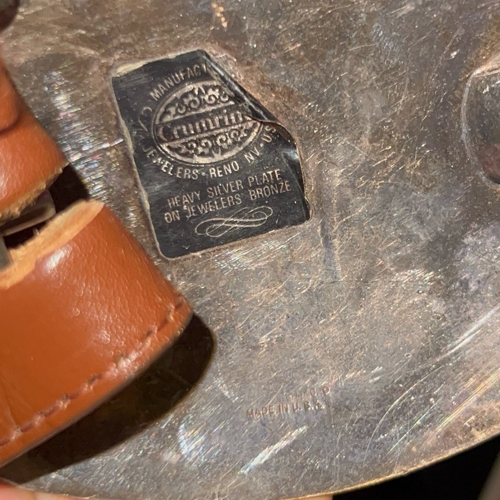 Brown Leather Belt with Gold and Silver Buckle - Picture 4 of 4